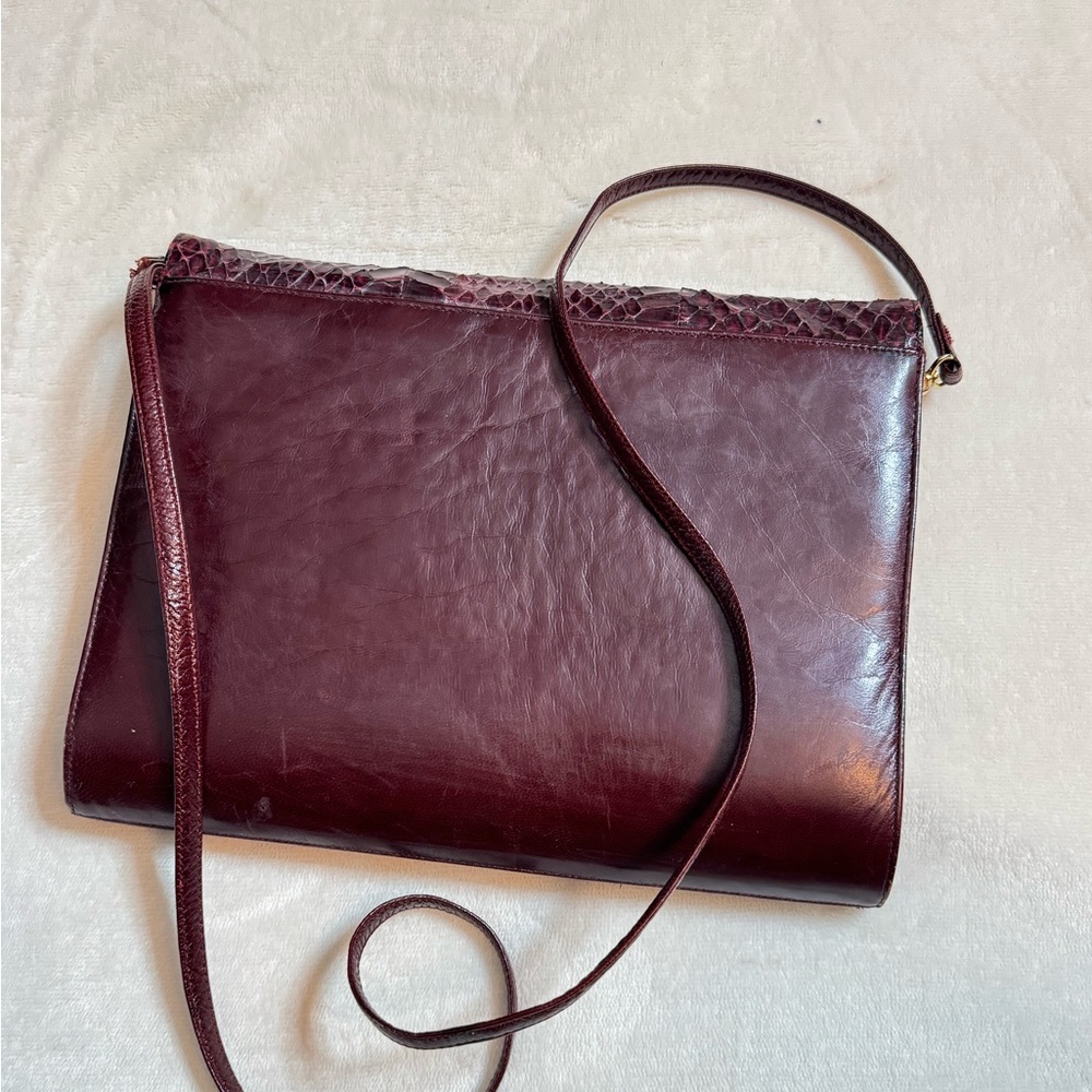 Vintage Burgundy Snake Skin Bag - Picture 2 of 4